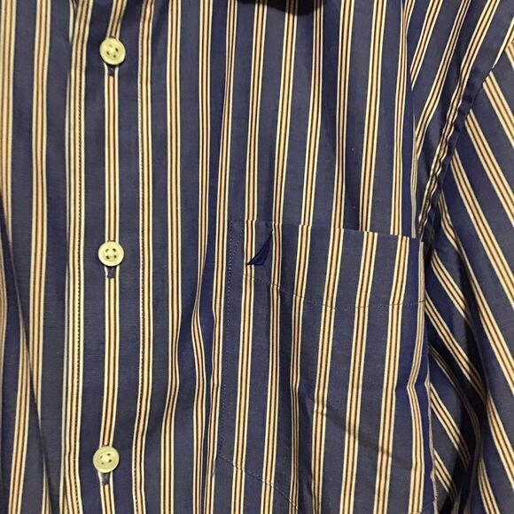 Nautica Blue Striped Button Up Shirt XL - Picture 2 of 6